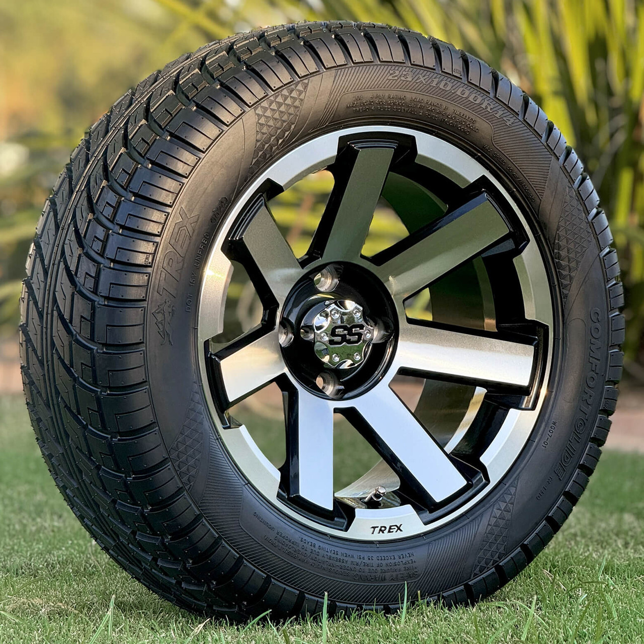 14 inch ATLAS Golf Cart Wheels and 23x10-14 ComfortGlide Golf Cart Tires Combo